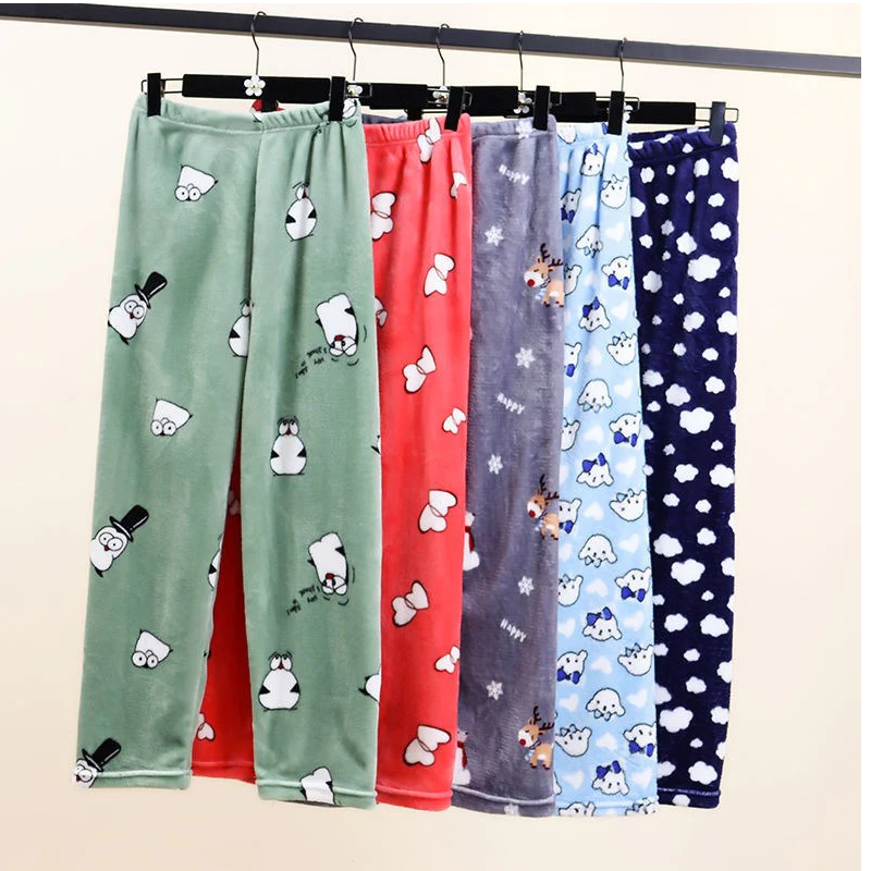 "Cozy up in Cartoon Flannel Snug Warm Home Pants – your autumn and winter essential for comfort and style